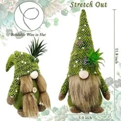 ZTML MS Succulents Air Plants Gnomes, 2Pcs Mr And Mrs Handmade Green Plants Gnomes Plush With Slender Leaves For Plant Stand Indoor Decor, Swedish Plush For Summer Living Room Office Desk Decor -Artificial Trees Store 51GKoKSnjZL