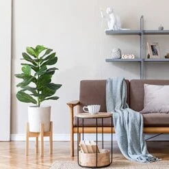 MOSADE Artificial Fiddle Leaf Fig Tree 37" Fake Potted Ficus Lyrata Plant With Handmade Seagrass Basket, Perfect Faux Plants Home Décor For Indoor Outdoor Office Porch Balcony Bedroom Bathroom Gift -Artificial Trees Store 51GV6tUtd3L