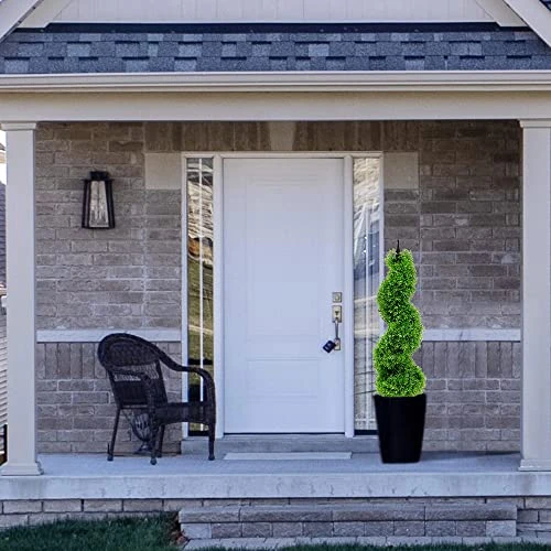 Armada Boxwood Topiary Trees Faux Spiral Artificial Feaux Plants Green Fakes Toparies Tree Indoor Outdoor Decor Plant With Plastic Pot Set Of 2 (35 Inch) 6 Armada Boxwood Topiary Trees Faux Spiral Artificial Feaux Plants Green Fakes Toparies Tree Indoor Outdoor Decor Plant With Plastic Pot Set Of 2 (35 Inch) - Image 4