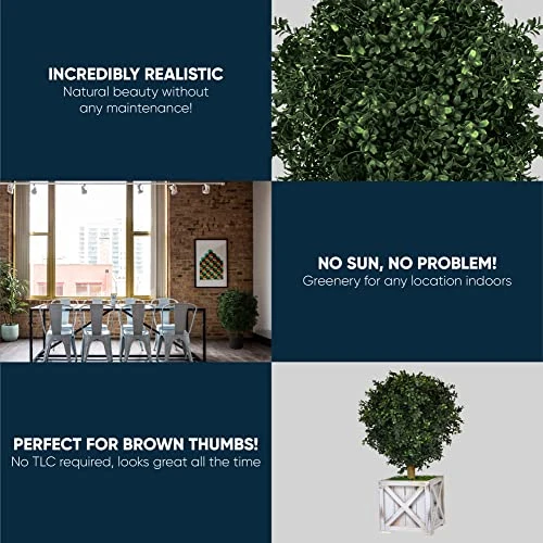 Tin Roof Interiors 24" Tall Artificial Boxwood Shrubs (2), Includes Galvanized Metal Pot, Outdoor Ready, Natural Looking Fake Potted Shrubs 4 Tin Roof Interiors 24" Tall Artificial Boxwood Shrubs (2), Includes Galvanized Metal Pot, Outdoor Ready, Natural Looking Fake Potted Shrubs - Image 2