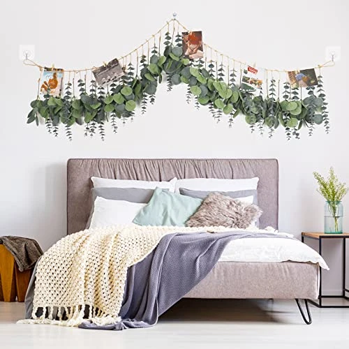 HYUZO Hanging Eucalyptus Boho Wall Decor Large Bedroom Eucalyptus Garland Artificial Eucalyptus Greenery Farmhouse Rustic Wall Hanging Fake Plants Leaves 5.6 Feet For Bathroom Living Room Decorations 6 HYUZO Hanging Eucalyptus Boho Wall Decor Large Bedroom Eucalyptus Garland Artificial Eucalyptus Greenery Farmhouse Rustic Wall Hanging Fake Plants Leaves 5.6 Feet For Bathroom Living Room Decorations - Image 4