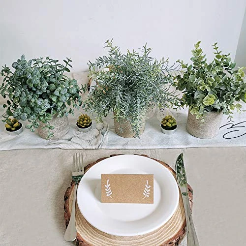 Winlyn Set Of 3 Mini Potted Artificial Eucalyptus Plants Plastic Fake Green Rosemary Plant For Home Decor Office Desk Shower Room Decoration 5 Winlyn Set Of 3 Mini Potted Artificial Eucalyptus Plants Plastic Fake Green Rosemary Plant For Home Decor Office Desk Shower Room Decoration - Image 3