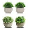 THE BLOOM TIMES 4 Packs Mini Potted Fake Plants For Bathroom/Home Office Decor, Small Artificial Plants In Pots Faux Greenery For House Decorations -Artificial Trees Store 51H787MFUPL
