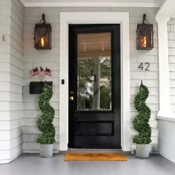 Lvydec 2 Pack Artificial Boxwood Topiary Tree, 3ft Topiary Plants Potted Trees Decoration For Front Porch Home Living Room, Indoor/Outdoor Use 9 Lvydec 2 Pack Artificial Boxwood Topiary Tree, 3ft Topiary Plants Potted Trees Decoration For Front Porch Home Living Room, Indoor/Outdoor Use -Artificial Trees Store 51HL5hg1ZDL