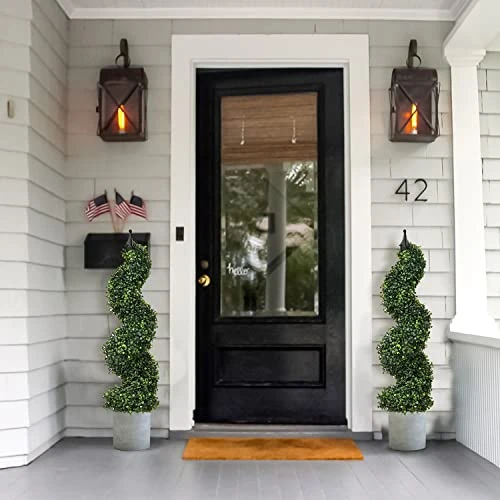 Lvydec 2 Pack Artificial Boxwood Topiary Tree, 3ft Topiary Plants Potted Trees Decoration For Front Porch Home Living Room, Indoor/Outdoor Use 5 Lvydec 2 Pack Artificial Boxwood Topiary Tree, 3ft Topiary Plants Potted Trees Decoration For Front Porch Home Living Room, Indoor/Outdoor Use - Image 3