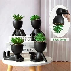 4 PCS Fake Succulent With Ceramic Artificial Succulent Planter Pot For Home Decor, Cute Human Shaped Mini Pots For Office Desk Bathroom Decorations (Matte Black) 17 4 PCS Fake Succulent With Ceramic Artificial Succulent Planter Pot For Home Decor, Cute Human Shaped Mini Pots For Office Desk Bathroom Decorations (Matte Black) -Artificial Trees Store 51HVR3WxqXL