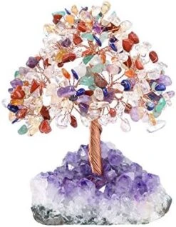 Jovivi Natural Amethyst Healing Crystal Money Tree On Amethyst Cluster Geode Druzy Base Feng Shui Crystals For Home Office Desk Decorations, Wealth, Good Luck -Artificial Trees Store 51I524sHJxL. AC
