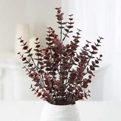 Factory Direct Craft Weatherproof Artificial Burgundy Eucalyptus Bushes - (2 Pieces) For Home Decor And Arrangements (16" H)