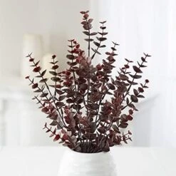Factory Direct Craft Weatherproof Artificial Burgundy Eucalyptus Bushes - (2 Pieces) For Home Decor And Arrangements (16" H) -Artificial Trees Store 51IMNB74MML. AC