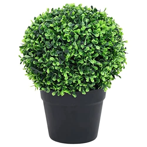 VidaXL 2x Artificial Boxwood Plants With Pots Ball Shaped Outdoor Ball Shaped Realistic Fake Plant Floral Decor Artificial Flower Green 4 VidaXL 2x Artificial Boxwood Plants With Pots Ball Shaped Outdoor Ball Shaped Realistic Fake Plant Floral Decor Artificial Flower Green - Image 2