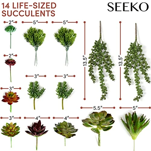 Seeko Artificial Succulents (14 Pack) - Premium Succulent Plants Artificial - Realistic Faux Succulents - Unpotted Textured Fake Succulents Decor For DIY - Fake Plants 7 Seeko Artificial Succulents (14 Pack) - Premium Succulent Plants Artificial - Realistic Faux Succulents - Unpotted Textured Fake Succulents Decor For DIY - Fake Plants - Image 5
