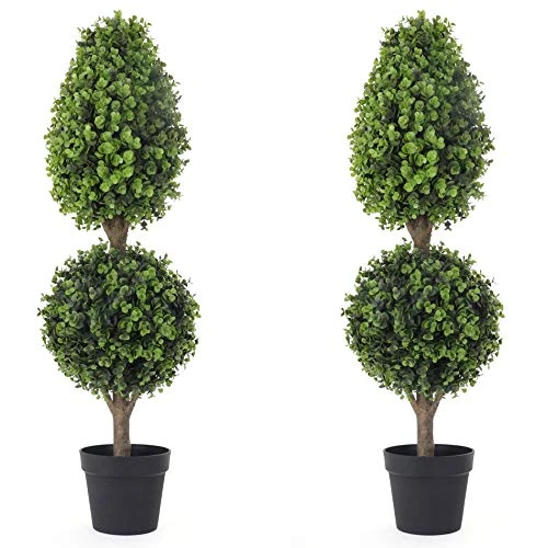 Bornbridge Artificial Topiary Ball Tree - 4' Ball Tree - Indoor/Outdoor Topiary Trees - Artificial Outdoor Plants (2 Pack, Wintergreen - Pinnacle) 3 Bornbridge Artificial Topiary Ball Tree - 4' Ball Tree - Indoor/Outdoor Topiary Trees - Artificial Outdoor Plants (2 Pack, Wintergreen - Pinnacle)