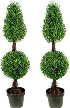 Admired By Nature Aritificial Double Ball,Shaped Boxwood Topiary In Plastic Pot, Green (GTR4634-NATURAL-2), 3ft -Artificial Trees Store 51Itryx6bSL. AC