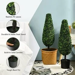 Goplus 3ft Artificial Boxwood Tower Topiary Trees, 2 Pack Faux Decorative Plants In Cement-Filled Plastic Pot, Fake Greenery Plants For Indoor Outdoor Home Office Garden Porch Decor 11 Goplus 3ft Artificial Boxwood Tower Topiary Trees, 2 Pack Faux Decorative Plants In Cement-Filled Plastic Pot, Fake Greenery Plants For Indoor Outdoor Home Office Garden Porch Decor -Artificial Trees Store 51J9LAVfx5L