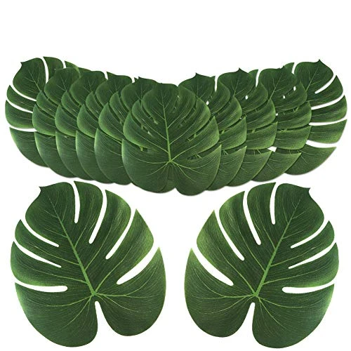 OurWarm 24pcs Large Artificial Tropical Palm Leaves, Faux Safari Leaves Monstera Fake Leaves, Hawaiian Luau Party Jungle Beach Theme Decorations For Birthday Party Safari Table Decorations Supplies 3 OurWarm 24pcs Large Artificial Tropical Palm Leaves, Faux Safari Leaves Monstera Fake Leaves, Hawaiian Luau Party Jungle Beach Theme Decorations For Birthday Party Safari Table Decorations Supplies