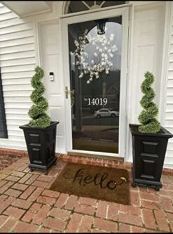 Momoplant 35 Inch Artificial Boxwood Topiary Tree Spiral Plants,Topiaries Porch Fake Faux Plant Decor In Pot Green Indoor/Outdoor, Set Of 2