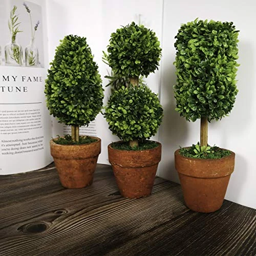 Tuokor Small Artificial Plants 8.25" Plastic Fake Green Topiary Shrubs With Pot For Home Décor – Set Of 3 5 Tuokor Small Artificial Plants 8.25" Plastic Fake Green Topiary Shrubs With Pot For Home Décor – Set Of 3 - Image 3