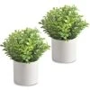 HomEdge Artificial Mini Potted Boxwood, Artificial Plastic Plant Greenery With Pot For Home, Office Desk Decoration 1 HomEdge Artificial Mini Potted Boxwood, Artificial Plastic Plant Greenery With Pot For Home, Office Desk Decoration -Artificial Trees Store 51Js9bngEHL