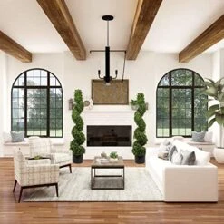 Season’s Need 4ft Artificial Boxwood Spiral Topiary Plants, Indoor Entryway, Living Room Or Covered Front Porch Home Decor, Faux Fake Plant Decoration, Set Of 2 -Artificial Trees Store 51K18CLmKGL