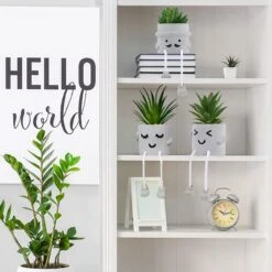 Creative Succulent Plants Potted, Mini Artificial Decorative Potted Plants With Grey Pots - Set Of 3 -Artificial Trees Store 51K2C8ofYKL
