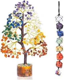 7 Chakra Crystal Tree Of Life - Handmade Feng Shui Bonsai, Attract Good Luck - Gemstone Tree, Home Decoration Crystals - Seven Chakra Tree For Positive Energy, Meditation Accessories, Money Tree Gift -Artificial Trees Store 51KAyErU9L. AC