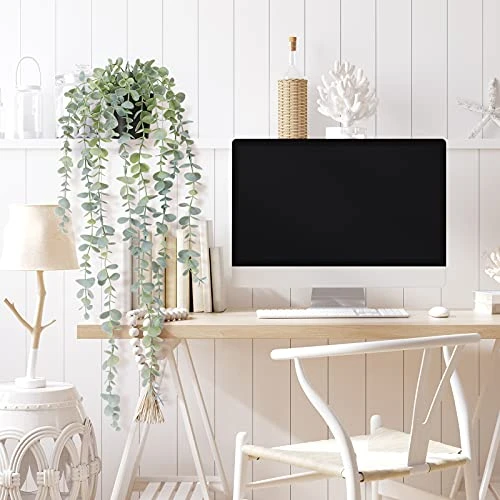 COCOBOO 1pcs Artificial Hanging Plants, Fake Potted Eucalyptus Faux Hanging Plant For Wall Room Home Indoor Outdoor Shelf Decor 6 COCOBOO 1pcs Artificial Hanging Plants, Fake Potted Eucalyptus Faux Hanging Plant For Wall Room Home Indoor Outdoor Shelf Decor - Image 4