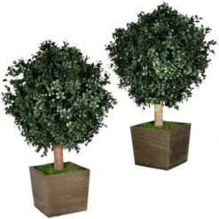 Tin Roof Interiors 24" Tall Artificial Boxwood Shrubs (2), Includes Galvanized Metal Pot, Outdoor Ready, Natural Looking Fake Potted Shrubs 25 Tin Roof Interiors 24" Tall Artificial Boxwood Shrubs (2), Includes Galvanized Metal Pot, Outdoor Ready, Natural Looking Fake Potted Shrubs -Artificial Trees Store 51KaSqqG nL. AC