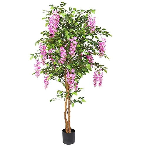 THE BLOOM TIMES 6ft Fake Wisteria Tree Artificial Plants For Home Decor Indoor 6 Feet Tall 72 Inch 3 THE BLOOM TIMES 6ft Fake Wisteria Tree Artificial Plants For Home Decor Indoor 6 Feet Tall 72 Inch