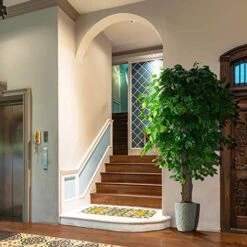 OXLLXO 6ft Artificial Ficus Silk Tree (72in) With Plastic Nursery Pot Faux Tree, Fake Plant For Office House Farmhouse Living Room Home Decor (Indoor/Outdoor) -Artificial Trees Store 51Kp5WYqVgL