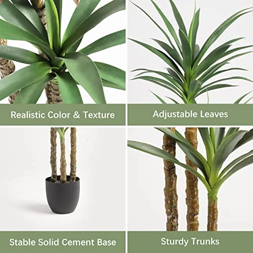 Waoops Artificial Tree 5.3Ft Faux Agave Plant With 3 Heads In Plastic Pot Fake Tree For Home Decor Indoor Or Outdoor Office Decoration Housewarming Gift 4 Waoops Artificial Tree 5.3Ft Faux Agave Plant With 3 Heads In Plastic Pot Fake Tree For Home Decor Indoor Or Outdoor Office Decoration Housewarming Gift - Image 2