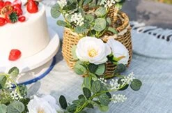 Der Rose 2 Pack 13Ft Artificial Eucalyptus Flower Garland With Fake Rose Flower Vine Seeded Eucalyptus Leaves Greenery Garland For Wedding Table Runner Backdrop Party Centerpiece Room Decor (White) 19 Der Rose 2 Pack 13Ft Artificial Eucalyptus Flower Garland With Fake Rose Flower Vine Seeded Eucalyptus Leaves Greenery Garland For Wedding Table Runner Backdrop Party Centerpiece Room Decor (White) -Artificial Trees Store 51LgsbhajQL