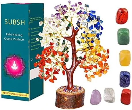 SUBSH Seven Chakra Natural Healing Gemstone Crystal Bonsai Fortune Money Tree For Good Luck, Wealth & Prosperity Home Office Kitchen Décor Spiritual Gift (Golden Wire And 300 Beads) Size 10-12 Inches 14 SUBSH Seven Chakra Natural Healing Gemstone Crystal Bonsai Fortune Money Tree For Good Luck, Wealth & Prosperity Home Office Kitchen Décor Spiritual Gift (Golden Wire And 300 Beads) Size 10-12 Inches - Image 12