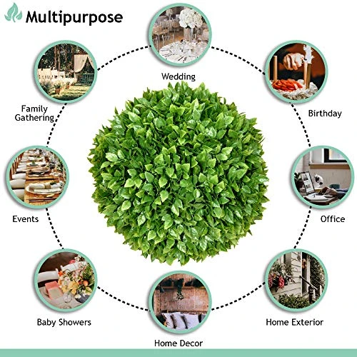 SunnyRoyal Topiary Ball Artificial Outdoor Boxwood Balls Topiary Lifelike Plants, Round Topiary For Indoor/Outdoor Decore, Rose Leaf 15 Inch, 1 Piece 5 SunnyRoyal Topiary Ball Artificial Outdoor Boxwood Balls Topiary Lifelike Plants, Round Topiary For Indoor/Outdoor Decore, Rose Leaf 15 Inch, 1 Piece - Image 3