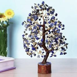 JAGASY Lapis Lazuli - Crystal Tree Of Life - Gemstone Money Tree - Holistic Gifts For Women - Crystal Bonsai Tree - Desk Decorations For Women Office - Meditation Decor - Good Luck Spiritual Gift -Artificial Trees Store 51M9GXhzafL