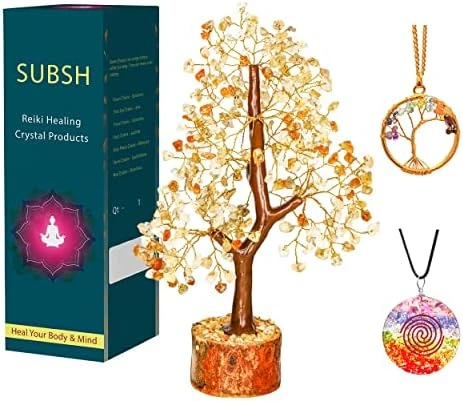 SUBSH Seven Chakra Natural Healing Gemstone Crystal Bonsai Fortune Money Tree For Good Luck, Wealth & Prosperity Home Office Kitchen Décor Spiritual Gift (Golden Wire And 300 Beads) Size 10-12 Inches 10 SUBSH Seven Chakra Natural Healing Gemstone Crystal Bonsai Fortune Money Tree For Good Luck, Wealth & Prosperity Home Office Kitchen Décor Spiritual Gift (Golden Wire And 300 Beads) Size 10-12 Inches - Image 8