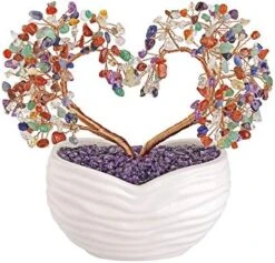 Jovivi Amethyst Crystal Heart Money Tree Healing Gemstone Bonsai Ornament For Wedding Ceremony Reiki Balancing Energy Meditation Feng Shui Wealth & Good Luck Home Indoor Office Decor 7.87"-8.26" -Artificial Trees Store 51MhioxGlEL. AC