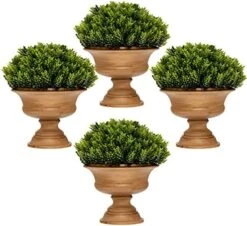 Goplus 4 Pack Artificial Boxwood Topiary Trees, Mini Fake Greenery Plants, Small Faux Decorative Plants, Tabletop Potted Artificial Plants For Home Office Desk Dining Table (Green-Heart Shape) -Artificial Trees Store 51MiGFc jDL. AC