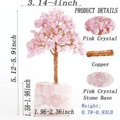 CYFGG Chakra Tree Decor Healing Crystal Tree With Natural Stone Base Decor Copper Money Bonsai Tree Quartz Tree Of Life Suitable For Home Office Table Decorations(Pink) -Artificial Trees Store 51MkMJ9V0DL