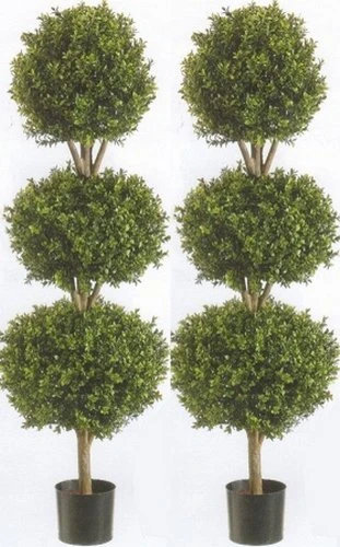 Silk Tree Warehouse Two 66 Inch Artificial Boxwood Triple Ball Topiary Trees Potted UV Rated 5 And A Half Foot Tall 3 Silk Tree Warehouse Two 66 Inch Artificial Boxwood Triple Ball Topiary Trees Potted UV Rated 5 And A Half Foot Tall