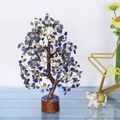 JAGASY Lapis Lazuli - Crystal Tree Of Life - Gemstone Money Tree - Holistic Gifts For Women - Crystal Bonsai Tree - Desk Decorations For Women Office - Meditation Decor - Good Luck Spiritual Gift -Artificial Trees Store 51NREwN6k6L