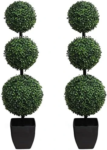 Momoplant Artificial Topiaries Ball Tree Outdoor, 3.3ft Fake Topiary Triple Ball Boxwood Trees(2 Pieces), Faux Shrubs Plants Potted Green Decorative Indoor Porch Or Garden(40inch) 8 Momoplant Artificial Topiaries Ball Tree Outdoor, 3.3ft Fake Topiary Triple Ball Boxwood Trees(2 Pieces), Faux Shrubs Plants Potted Green Decorative Indoor Porch Or Garden(40inch) - Image 6