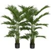 Palm Tree, Artificial Trees, Areca Palms, 5 Feet, 2 Pack, 36”-40”W X 54”-58”H, Green, Plastic, Fake Plants, Faux Houseplant, Outside Tree, Tall W/ 17 Trunks, For Home Decor, Indoor, Outdoor, Office