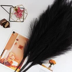 ZIFTY 7-Pcs 38"/3.1FT Faux Pampas Grass Large Tall Fluffy Artificial Fake Flower Boho Decor Bulrush Reed Grass For Vase Filler Farmhouse Home Wedding Decor (Black) -Artificial Trees Store 51OeL6uTOcL