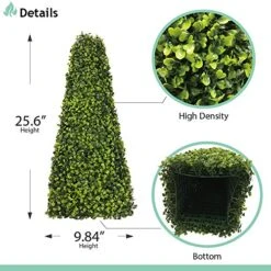 SunnyRoyal Topiary Trees Artificial Outdoor Boxwood Trees Highly Realistic Decorative Buxus Tower, UV Resistant Fake Tree For Home Garden/Indoor & Outdoor Use, 1 Piece -Artificial Trees Store 51Phv4SZmKL
