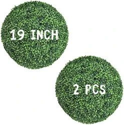 Decwin 2 Pcs 19 Inch Artificial Boxwood Ball 4 Layers Large Topiary Balls UV-Proof Round Greenery Balls For Indoor Outdoor Garden Backyard Patio Indoor Outdoor Front Door Decor, Assembly Needed -Artificial Trees Store 51Q1BJRnAML. AC
