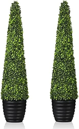 Horjamy 3 Foot Artificial Spiral Boxwood Topiary Trees In Black Ceramic Pot For Indoor And Outdoor Porch Decor(2 Pack) 6 Horjamy 3 Foot Artificial Spiral Boxwood Topiary Trees In Black Ceramic Pot For Indoor And Outdoor Porch Decor(2 Pack) - Image 4