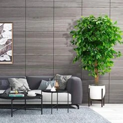 OXLLXO 6ft Artificial Ficus Silk Tree (72in) With Plastic Nursery Pot Faux Tree, Fake Plant For Office House Farmhouse Living Room Home Decor (Indoor/Outdoor) -Artificial Trees Store 51Qlr7J0X8L