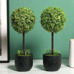 MyGift 13 Inch Realistic Artificial Boxwood Topiary Trees, Faux Tabletop Decorative Plants With Black Pots, Set Of 2 10 MyGift 13 Inch Realistic Artificial Boxwood Topiary Trees, Faux Tabletop Decorative Plants With Black Pots, Set Of 2 -Artificial Trees Store 51Qm62QOCBL