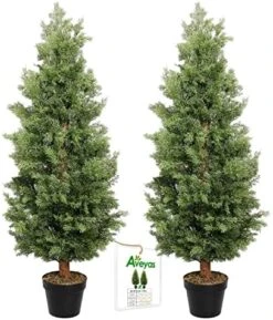 Aveyas 2 Pack 4ft Artificial Cone Topiary Cedar Trees In Cemented Plastic Pot, Fake Cypress Plants Faux Mini Pine Silk Trees For Indoor Outdoor Patio Front Door Porch Floor Home Modern Decor, 4 Feet 14 Aveyas 2 Pack 4ft Artificial Cone Topiary Cedar Trees In Cemented Plastic Pot, Fake Cypress Plants Faux Mini Pine Silk Trees For Indoor Outdoor Patio Front Door Porch Floor Home Modern Decor, 4 Feet -Artificial Trees Store 51QoqLXLLnL. AC