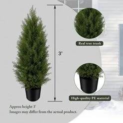SeelinnS Artificial Cedar Pine Tree Christmas Tree Artificial Topiary Cedar Trees Potted UV Rated Plant For Home Decor Indoors And Outdoors 3FT Fake Plants Tall Artificial Plants Shrubs (2 Pack) -Artificial Trees Store 51RLk6FkY5L